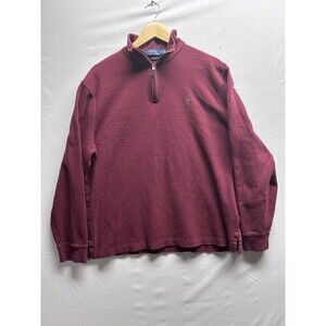 Polo Ralph Lauren Estate Rib Men’s L 1/4 Zip Maroon Pullover Sweatshirt